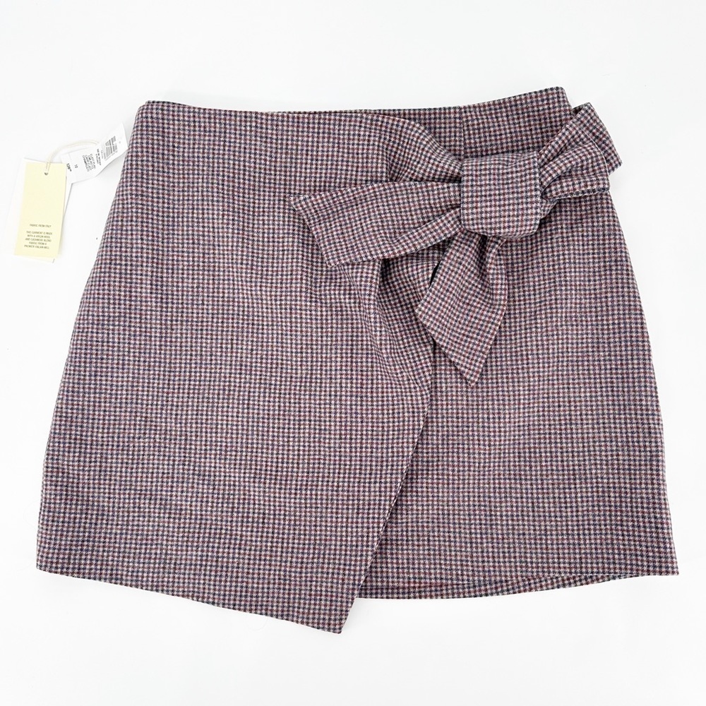NWT Aritzia Wilfred Cashmere Wool Eliot Plaid Wrap Skirt Size 10